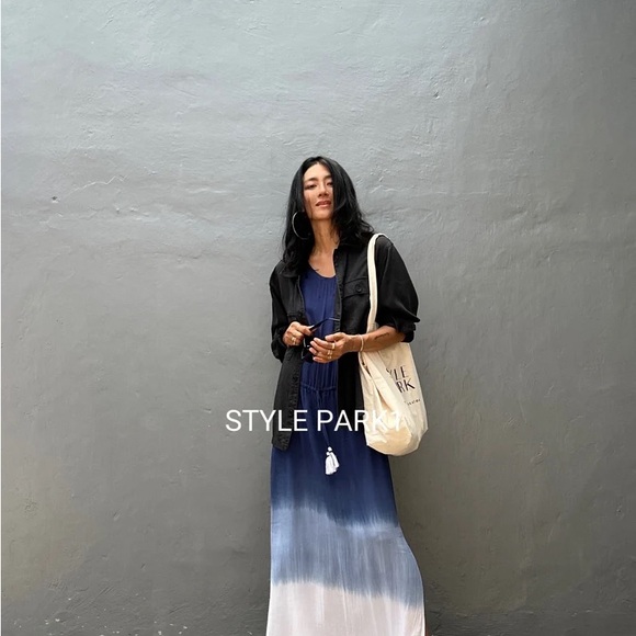 STYLE PARK MAXI KAFTAN DRESS - BNWT - ONE SIZE - COBALT BLUE/WHITE OMBRE - Picture 2 of 12